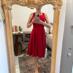 Classic Sleeveless Red Fit-and-Flare Dress Size 2